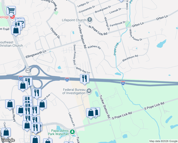 map of restaurants, bars, coffee shops, grocery stores, and more near 1200 Elderberry Lane in Middletown