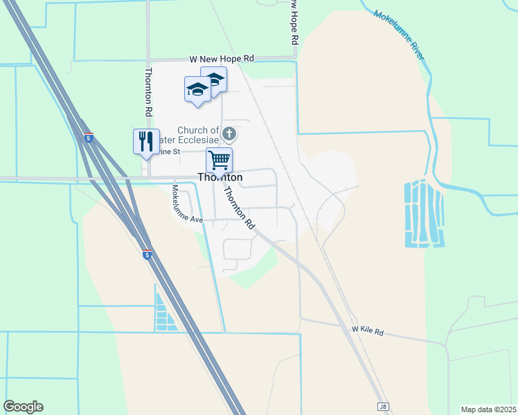 map of restaurants, bars, coffee shops, grocery stores, and more near 8449 West Stockton Street in San Joaquin