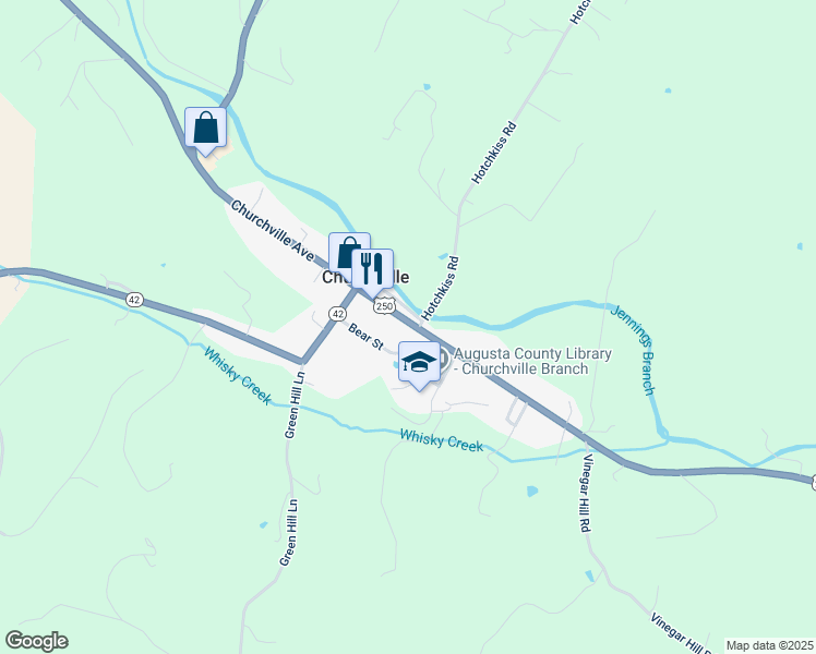 map of restaurants, bars, coffee shops, grocery stores, and more near 3756 Churchville Avenue in Churchville