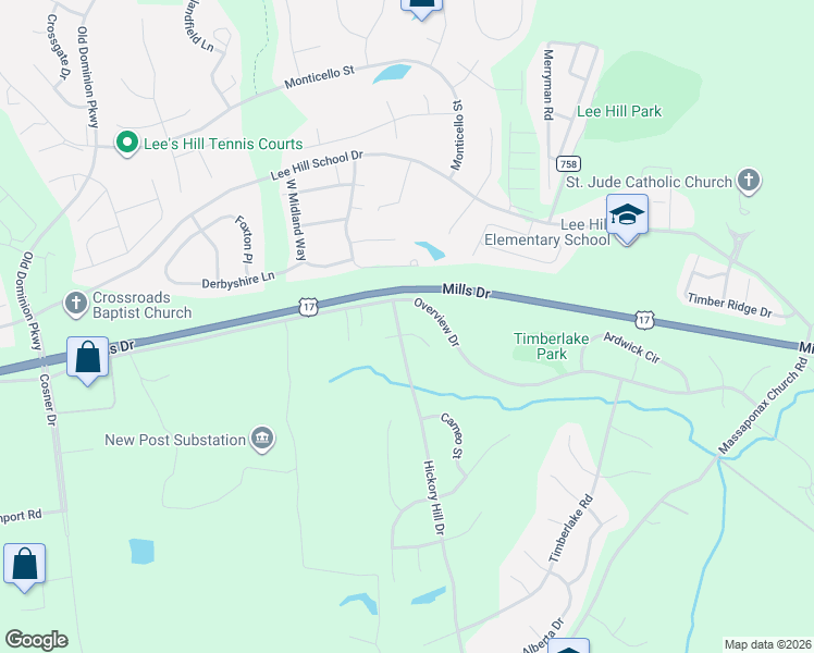 map of restaurants, bars, coffee shops, grocery stores, and more near 3809 East Forester Court in Fredericksburg