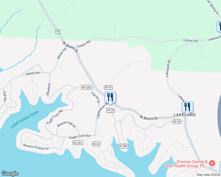 map of restaurants, bars, coffee shops, grocery stores, and more near 4 County Road W-23 in Lake Ozark