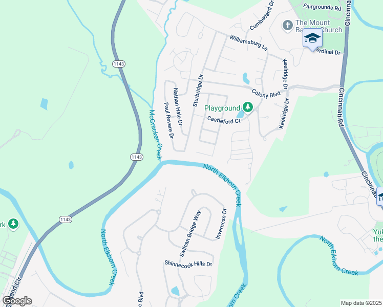 map of restaurants, bars, coffee shops, grocery stores, and more near 105 Glouchester Drive in Georgetown