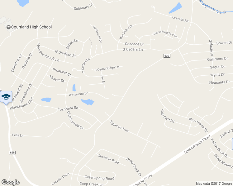 map of restaurants, bars, coffee shops, grocery stores, and more near 9626 Oak Tree Drive in Fredericksburg