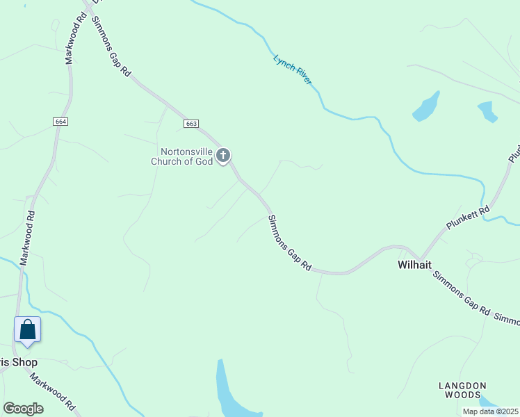 map of restaurants, bars, coffee shops, grocery stores, and more near 1425 Simmons Gap Road in Dyke
