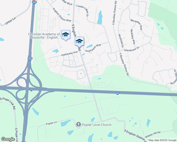 map of restaurants, bars, coffee shops, grocery stores, and more near 917 South English Station Road in Louisville