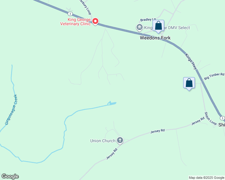 map of restaurants, bars, coffee shops, grocery stores, and more near 13308 Perryless Lane in King George