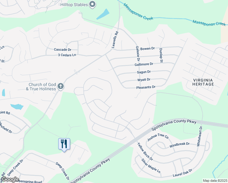 map of restaurants, bars, coffee shops, grocery stores, and more near 6204 New Berne Road in Fredericksburg