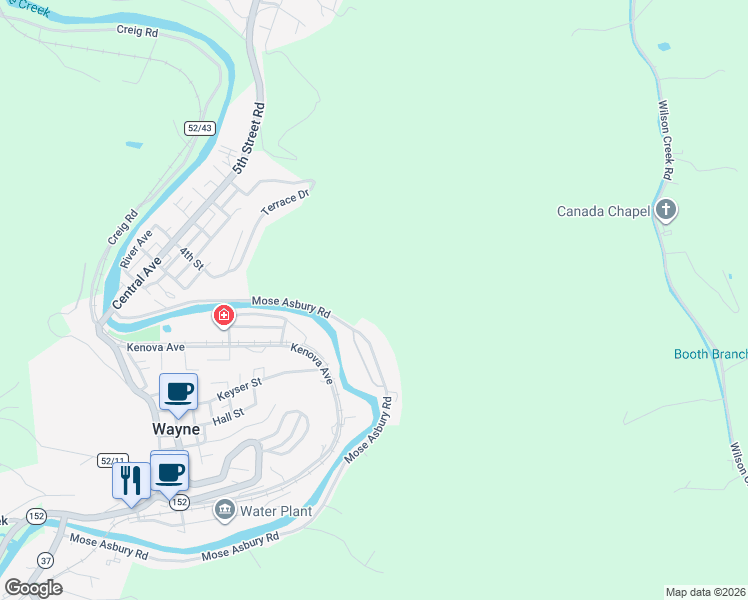 map of restaurants, bars, coffee shops, grocery stores, and more near in Wayne