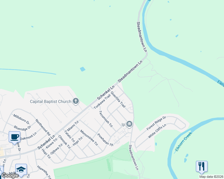 map of restaurants, bars, coffee shops, grocery stores, and more near 1607 Steadmantown Lane in Frankfort