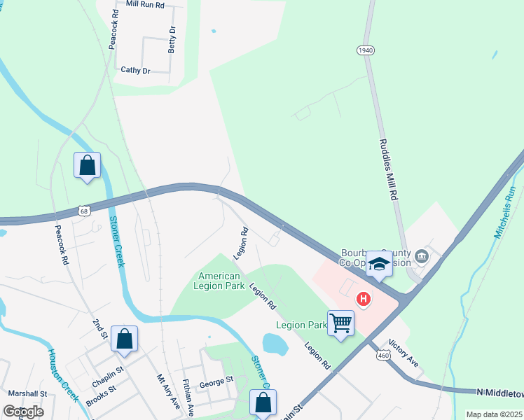 map of restaurants, bars, coffee shops, grocery stores, and more near U.S. 68 in Paris