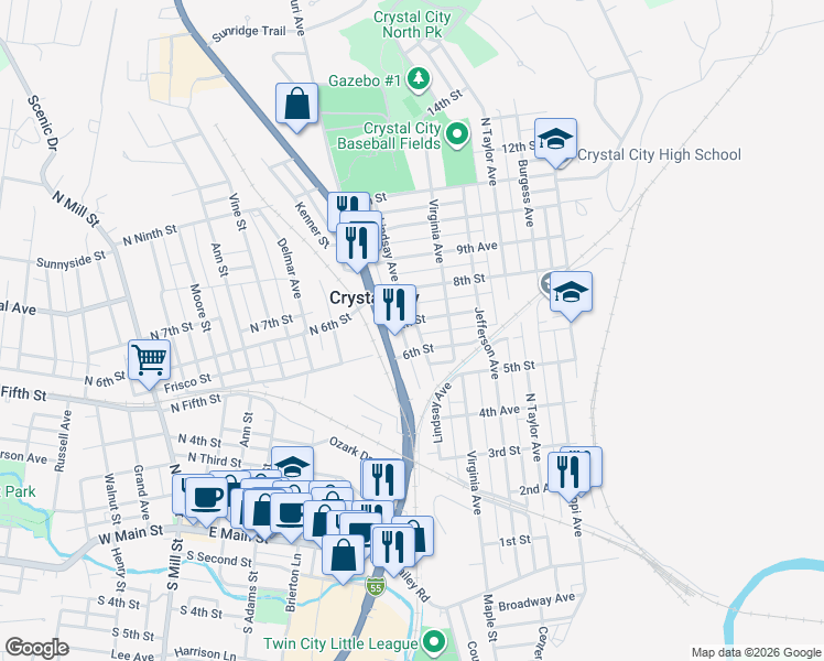 map of restaurants, bars, coffee shops, grocery stores, and more near 609 Lindsay Avenue in Crystal City