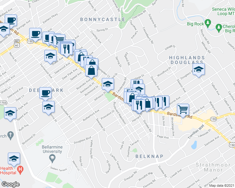map of restaurants, bars, coffee shops, grocery stores, and more near 1971 Bardstown Road in Louisville