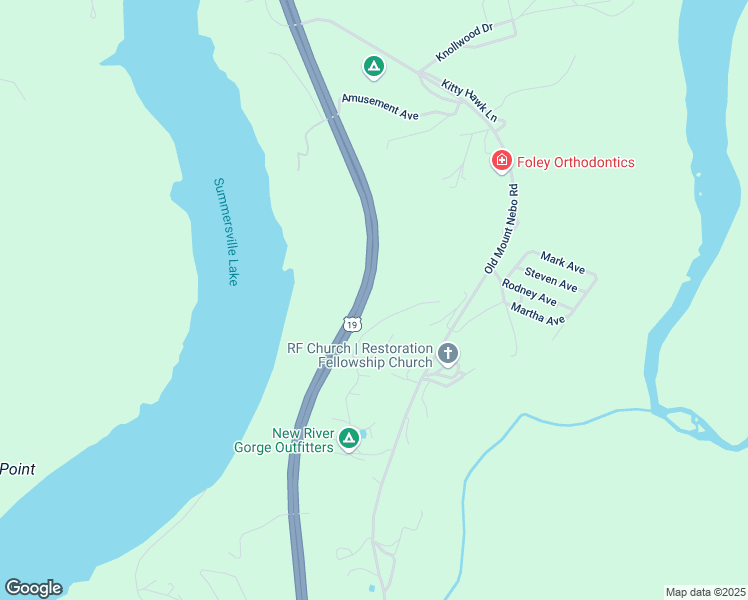 map of restaurants, bars, coffee shops, grocery stores, and more near West Virginia 41 in Mount Nebo