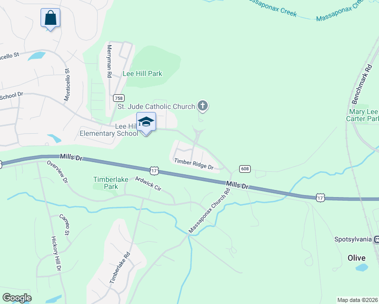 map of restaurants, bars, coffee shops, grocery stores, and more near 3500 Goldenfield Lane in Fredericksburg