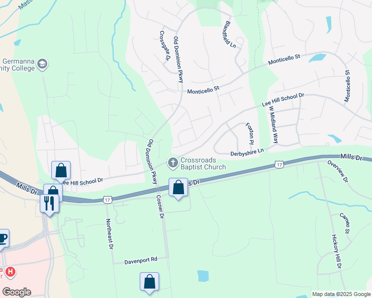 map of restaurants, bars, coffee shops, grocery stores, and more near 9316 Glascow Drive in Fredericksburg