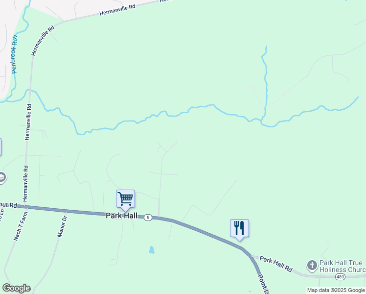 map of restaurants, bars, coffee shops, grocery stores, and more near 20368 Gilliam Drive in Park Hall