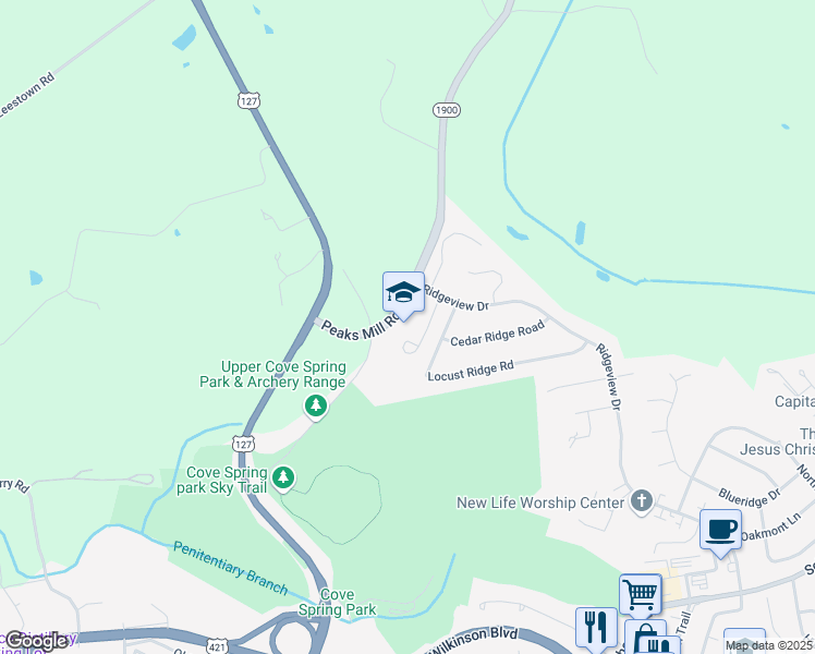 map of restaurants, bars, coffee shops, grocery stores, and more near 100 Peaks Mill Road in Frankfort