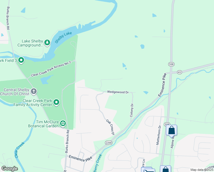 map of restaurants, bars, coffee shops, grocery stores, and more near 19 Wedgewood Drive in Shelbyville