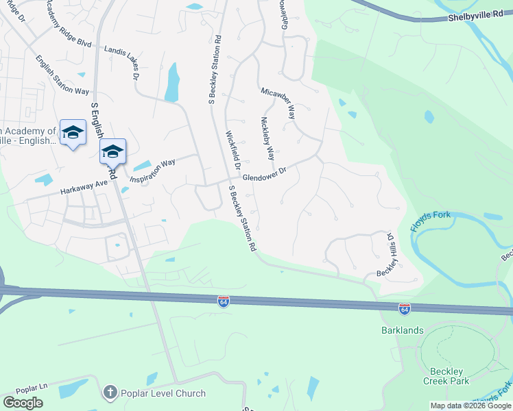 map of restaurants, bars, coffee shops, grocery stores, and more near 705 Brendon Hills Place in Louisville