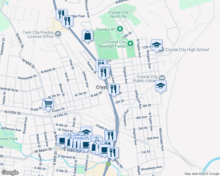 map of restaurants, bars, coffee shops, grocery stores, and more near in Crystal City