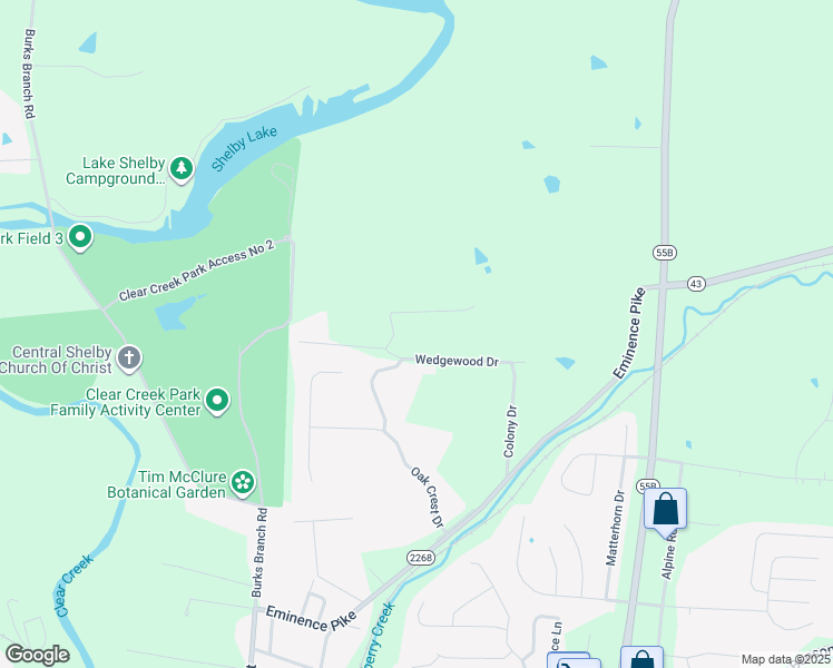 map of restaurants, bars, coffee shops, grocery stores, and more near 19 Wedgewood Drive in Shelbyville