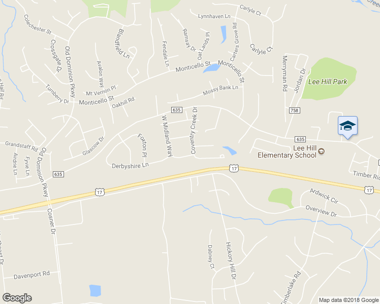 map of restaurants, bars, coffee shops, grocery stores, and more near 9804 Coventry Creek Drive in Fredericksburg