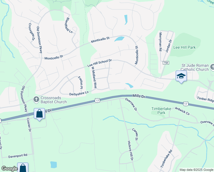 map of restaurants, bars, coffee shops, grocery stores, and more near 9804 Coventry Creek Drive in Fredericksburg
