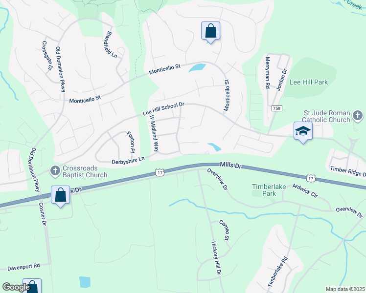 map of restaurants, bars, coffee shops, grocery stores, and more near 3940 Saint Michaels Square in Fredericksburg