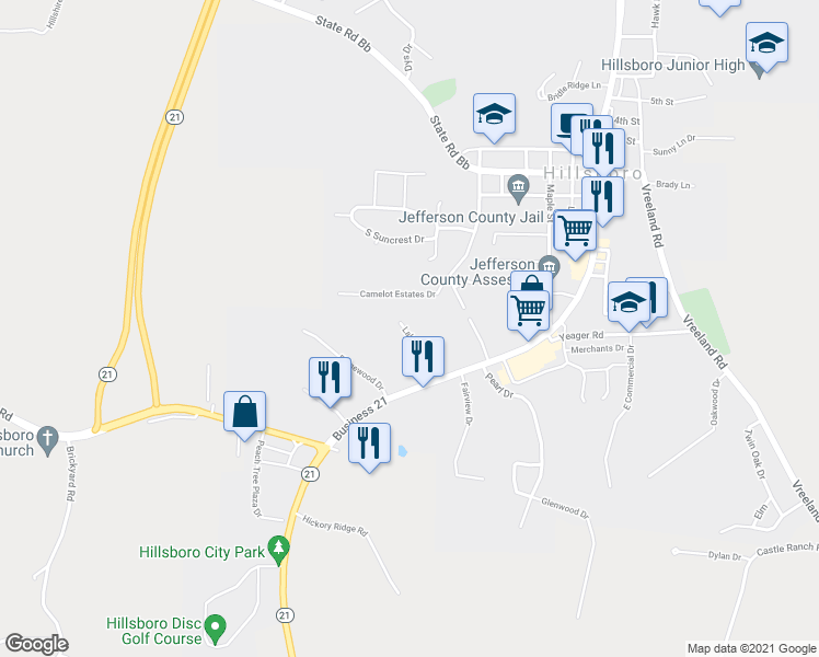 map of restaurants, bars, coffee shops, grocery stores, and more near 43 Lakewood Drive in Hillsboro