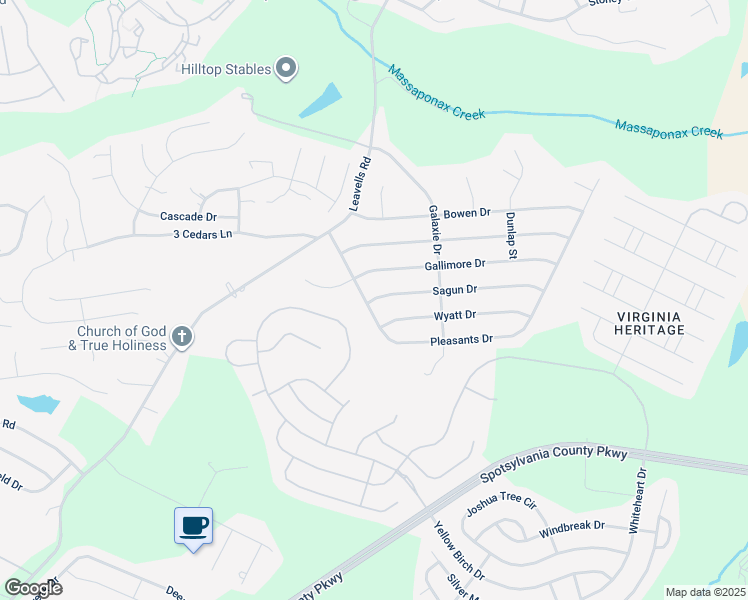map of restaurants, bars, coffee shops, grocery stores, and more near 78 Sagun Drive in Fredericksburg