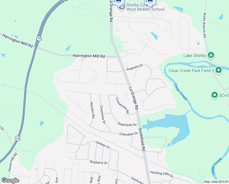 map of restaurants, bars, coffee shops, grocery stores, and more near 336 Comanche Road in Shelbyville