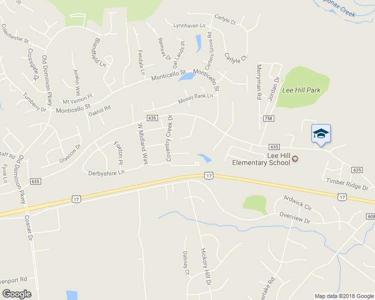 map of restaurants, bars, coffee shops, grocery stores, and more near 3903 Saint Michaels Square in Fredericksburg