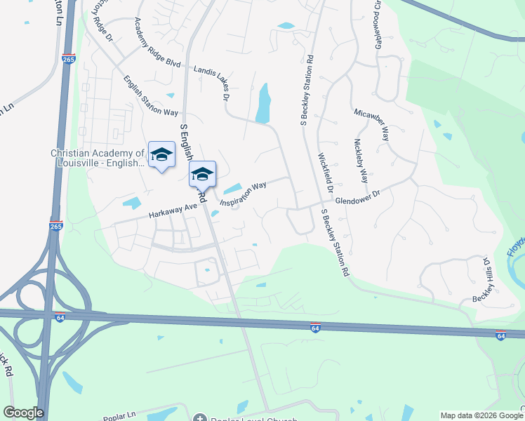 map of restaurants, bars, coffee shops, grocery stores, and more near 14001 Glendower Court in Louisville