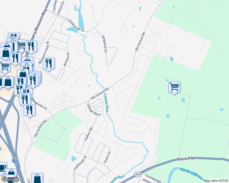 map of restaurants, bars, coffee shops, grocery stores, and more near 883 Old Oxford Road in Georgetown