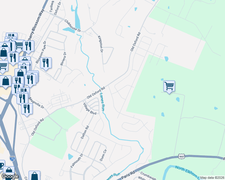 map of restaurants, bars, coffee shops, grocery stores, and more near 883 Old Oxford Road in Georgetown
