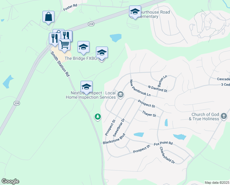 map of restaurants, bars, coffee shops, grocery stores, and more near 6321 Cranston Lane in Fredericksburg