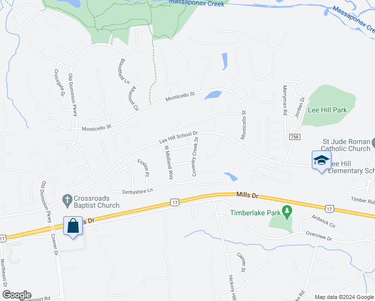 map of restaurants, bars, coffee shops, grocery stores, and more near 4008 England Town Road in Fredericksburg