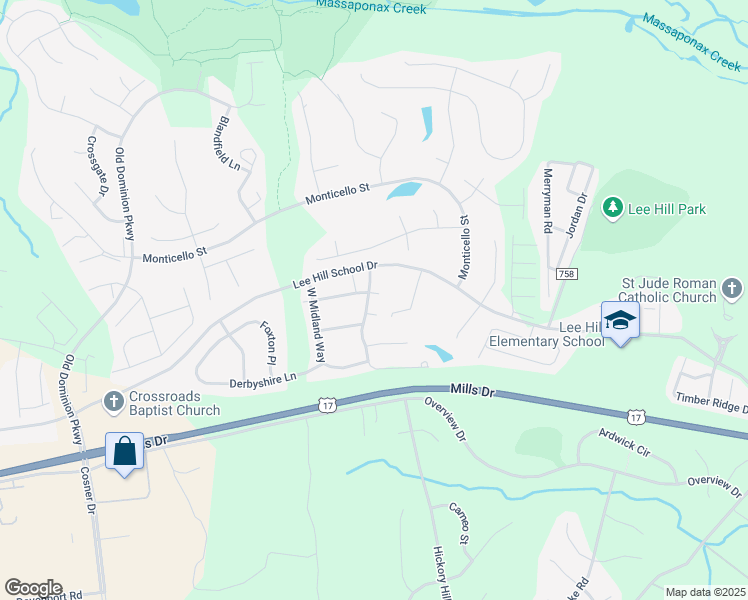 map of restaurants, bars, coffee shops, grocery stores, and more near 4004 Satire Court in Fredericksburg