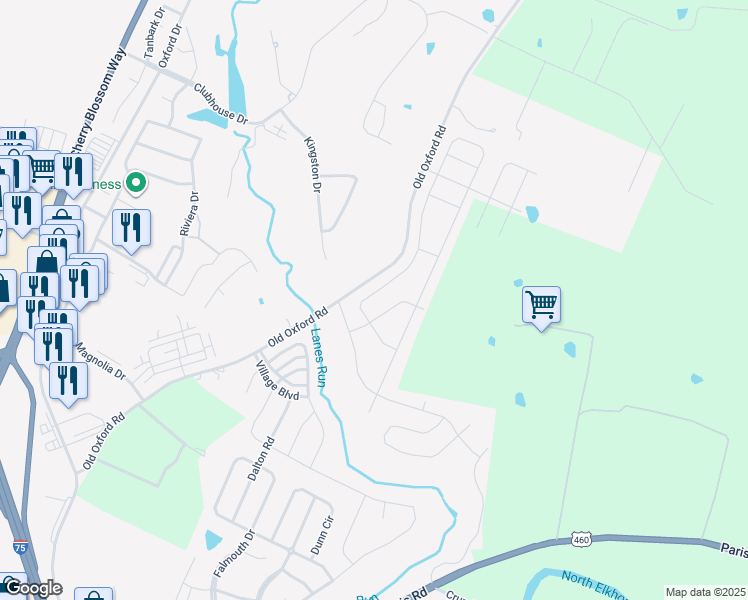 map of restaurants, bars, coffee shops, grocery stores, and more near 883 Old Oxford Road in Georgetown