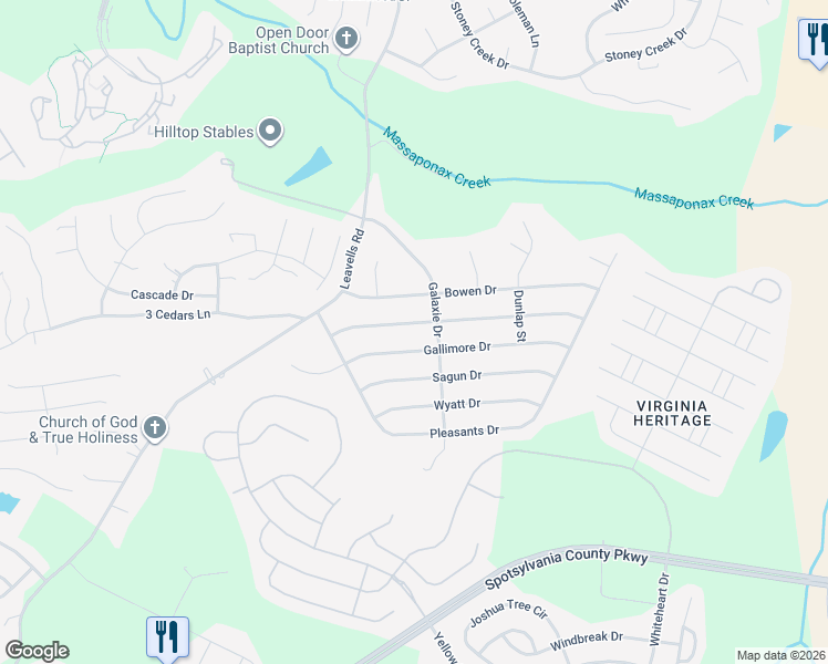 map of restaurants, bars, coffee shops, grocery stores, and more near 120 Patterson Avenue in Fredericksburg