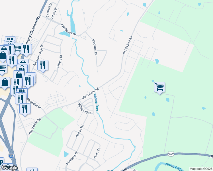 map of restaurants, bars, coffee shops, grocery stores, and more near 883 Old Oxford Road in Georgetown