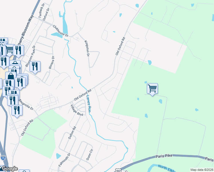 map of restaurants, bars, coffee shops, grocery stores, and more near 860 Old Oxford Road in Georgetown