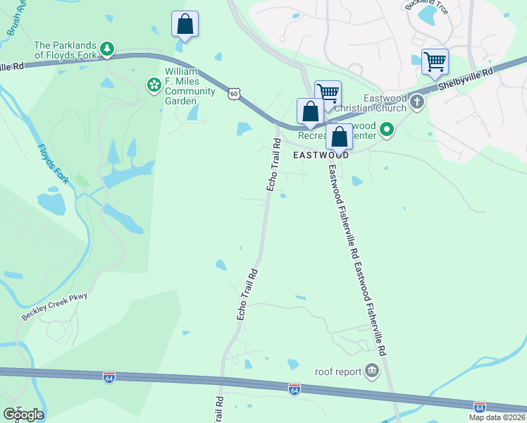 map of restaurants, bars, coffee shops, grocery stores, and more near 212-882 Echo Trail Road in Louisville