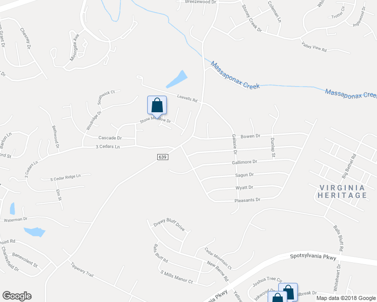 map of restaurants, bars, coffee shops, grocery stores, and more near 101 Patterson Avenue in Fredericksburg