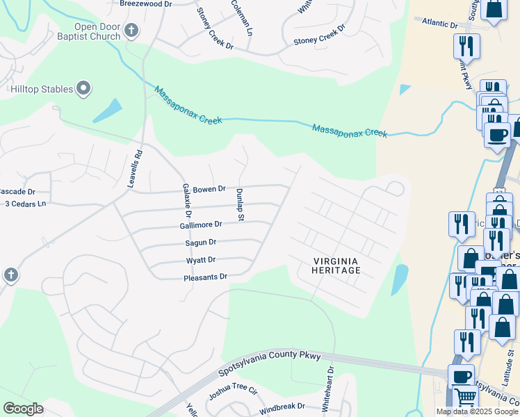 map of restaurants, bars, coffee shops, grocery stores, and more near 306 Patterson Avenue in Fredericksburg
