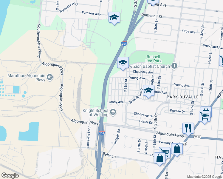 map of restaurants, bars, coffee shops, grocery stores, and more near William E Summers III Avenue in Louisville