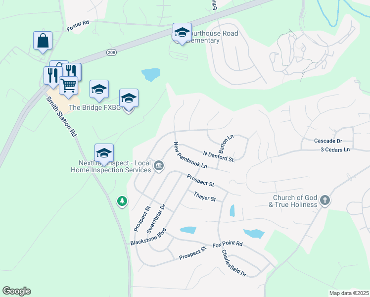 map of restaurants, bars, coffee shops, grocery stores, and more near 6216 North Danford Street in Fredericksburg
