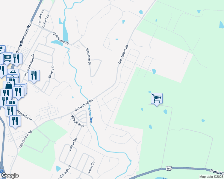 map of restaurants, bars, coffee shops, grocery stores, and more near 848 Old Oxford Road in Georgetown