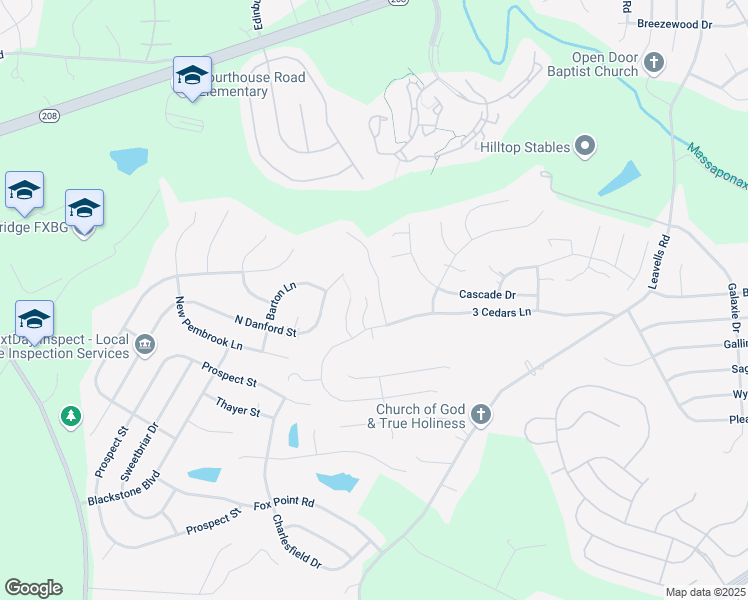 map of restaurants, bars, coffee shops, grocery stores, and more near 9907 Bethwood Drive in Fredericksburg