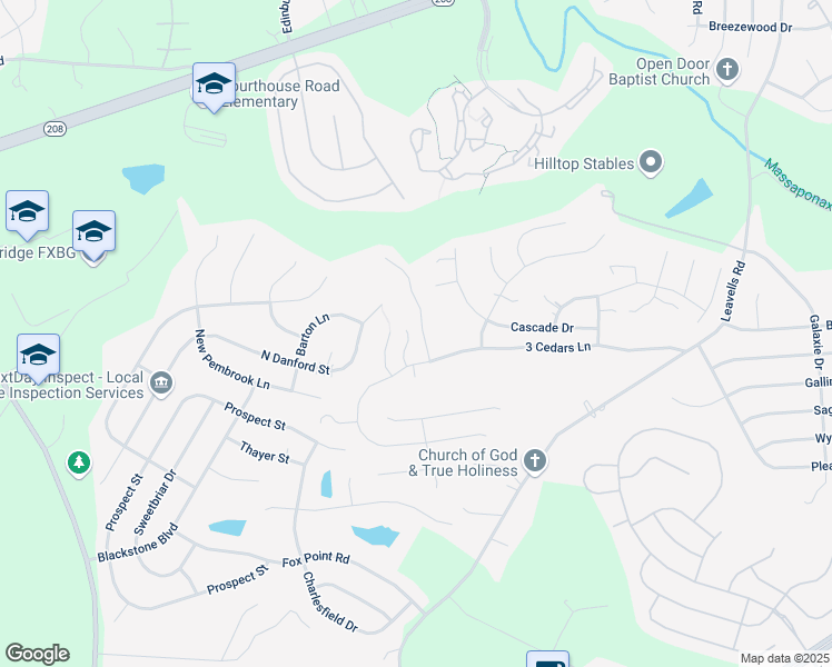 map of restaurants, bars, coffee shops, grocery stores, and more near 9907 Bethwood Drive in Fredericksburg